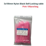 100PCS Colourful Nylon Cable Ties 3x100mm Self-Locking