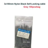 100PCS Colourful Nylon Cable Ties 3x100mm Self-Locking