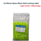 100PCS Colourful Nylon Cable Ties 3x100mm Self-Locking