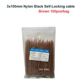 100PCS Colourful Nylon Cable Ties 3x100mm Self-Locking