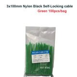 100PCS Colourful Nylon Cable Ties 3x100mm Self-Locking
