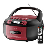 CD Cassette Boombox with Bluetooth & Radio (Red & Black)