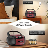 CD Cassette Boombox with Bluetooth & Radio (Red & Black)