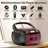 CD Cassette Boombox with Bluetooth & Radio (Red & Black)