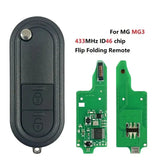 2-Button Flip Remote Key 433MHz ID46 Chip for MG3 Replacement