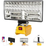 Cordless LED Work Light for 18V–20V Battery with USB Charging & Emergency Floodlight