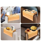 Wooden Sofa Armrest Tray with Cup Holder