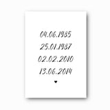Family Dates Personalised Print