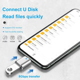 LED USB 3.0 to Type-C Adapter - OTG USB-C and USB-A to Micro USB Female Connector for Samsung, Xiaomi, and POCO Devices
