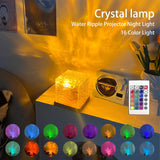 Dynamic Rotating Water Ripple Projector Night Light - 3/16 Color Flame Crystal Lamp for Bedroom, Living Room, and Study