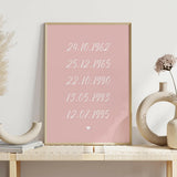 Family Dates Personalised Print