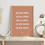 Family Dates Personalised Print