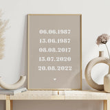 Family Dates Personalised Print