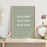 Family Dates Personalised Print