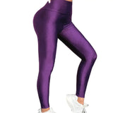 High-Waisted Purple Gloss Leggings for Women
