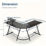Industrial L-Shaped Corner Desk – Black Metal Frame with Monitor Stand (2 colours available)