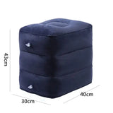 Inflatable Travel Footrest Pillow (Navy Blue & Grey)