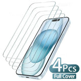 Screen Protector - Tempered Glass for iPhone (Pack of 4) (All Models)