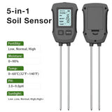 LCD 3/5-in-1 Handheld Soil Tester for pH, Moisture & Light (different colours & sets available)