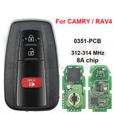 Smart Remote Key 312–314MHz 8A Chip for Toyota Camry & RAV4 (2018+)