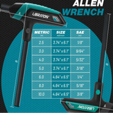 14 Piece T-Handle Allen Wrench Set, Metric & SAE Hex Keys