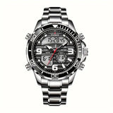 LIGE Men's Dual Display Watch – Stainless Steel Quartz (6 models available)
