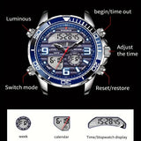 LIGE Men's Dual Display Watch – Stainless Steel Quartz (6 models available)