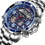 LIGE Men's Dual Display Watch – Stainless Steel Quartz (6 models available)