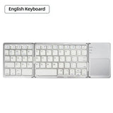 Mini Foldable Bluetooth Keyboard with Touchpad, Rechargeable Wireless Ultra-Slim Pocket Keyboard for Tablet & Laptop