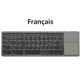 Mini Foldable Bluetooth Keyboard with Touchpad, Rechargeable Wireless Ultra-Slim Pocket Keyboard for Tablet & Laptop