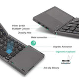 Mini Foldable Bluetooth Keyboard with Touchpad, Rechargeable Wireless Ultra-Slim Pocket Keyboard for Tablet & Laptop