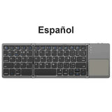 Mini Foldable Bluetooth Keyboard with Touchpad, Rechargeable Wireless Ultra-Slim Pocket Keyboard for Tablet & Laptop