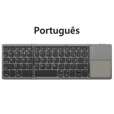 Mini Foldable Bluetooth Keyboard with Touchpad, Rechargeable Wireless Ultra-Slim Pocket Keyboard for Tablet & Laptop