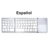 Mini Foldable Bluetooth Keyboard with Touchpad, Rechargeable Wireless Ultra-Slim Pocket Keyboard for Tablet & Laptop