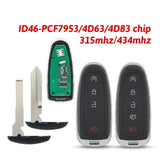 Smart Remote Key 315/434MHz ID46 PCF7953 4D63/4D83 Chip for Ford Edge, Explorer, Escape & Focus