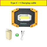 20W Rechargeable COB LED Floodlight Portable Outdoor Torch with Optional 18650 Battery