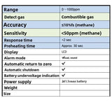 Portable Combustible Gas Leak Detector with Alarm