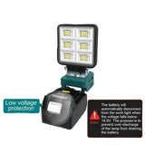 Cordless Rechargeable LED Work Light 6000K Portable Floodlight for Makita Batteries & Job Site Use