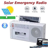 Portable Retro Solar Emergency Radio with Bluetooth, Cassette Player & AM/FM/SW Radio