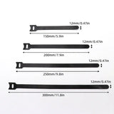 Releasable Black Nylon Hook & Loop Cable Ties 15/20/25/30cm