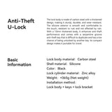 Anti-Theft Bicycle U-Lock with Optional Cable