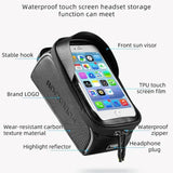 Waterproof Bicycle Front Phone Bag with Touchscreen, Fits 6.5-Inch Phones