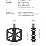 Rockbros 3-Bearing Carbon Fiber Bike Pedals, Ultra-Light Anti-Slip MTB & Road Cycling Pedals