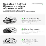 Adjustable Cycling Helmet 58–62cm with Integrated Magnetic Goggles