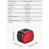 Smart Bicycle Rear Light with Auto Brake Sensing (IPX6 Waterproof)