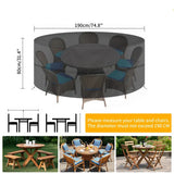 Round Waterproof Patio Furniture Cover – Anti-UV, Windproof (different sizes available)