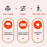 Solar Powered Outdoor Clip-On Lawn Lamp with Motion Sensor