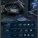 Tri-Mode RGB Gaming Headset – 2.4G Wireless & Wired, Long Life