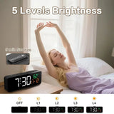 USB Digital Alarm Clock – TEMP & Date Display with 5-Level Brightness