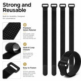 Reusable Black Nylon Hook & Loop Cable Ties